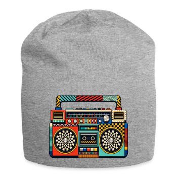 Retro Boombox – 80s Ghetto Blaster - Jersey Beanie - heather grey - Front