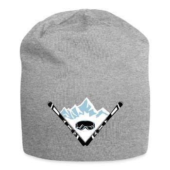 Ski, Berge und Skibrille - Jersey-Beanie - Grau meliert - Vorne