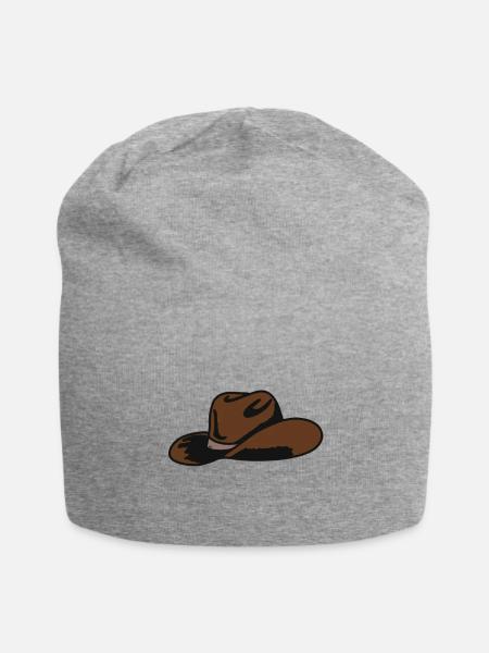 Brauner Cowboyhut - Jersey-Beanie - Grau meliert
