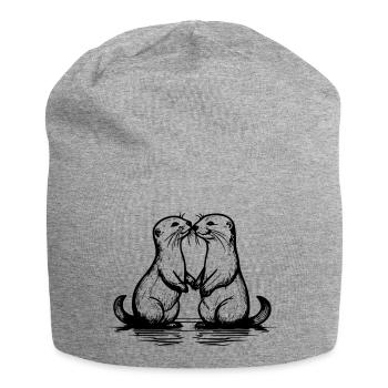 Zwei Otter - Jersey-Beanie - Grau meliert - Vorne