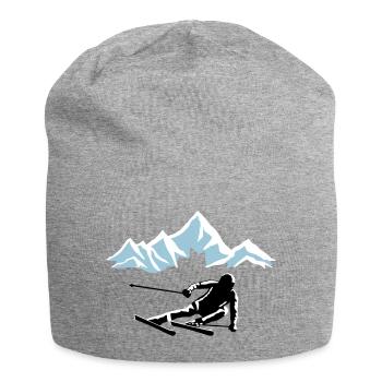 Skifahrer und Berge, skifahren - Jersey-Beanie - Grau meliert - Vorne