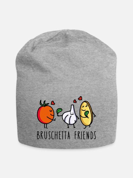 Lustige Bruschetta Freunde - Jersey-Beanie - Grau meliert