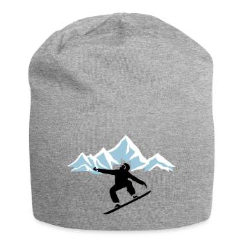 Snowboarders et montagnes avec neige - Bonnet en jersey - gris chiné - Devant
