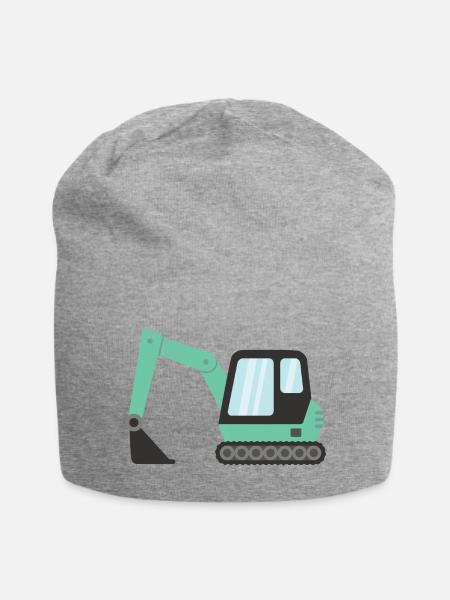 Grüner Baufahrzeugbagger - Jersey-Beanie - Grau meliert