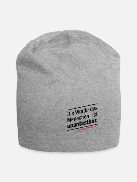 Grundgesetz Die Würde des Menschen ist unantastbar - Jersey-Beanie - Grau meliert