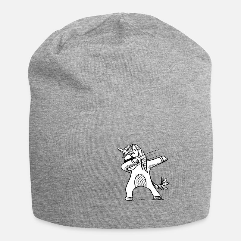 Dabbing Einhorn, Unicorn, Einhörner mit Farben - Jersey-Beanie - Grau meliert