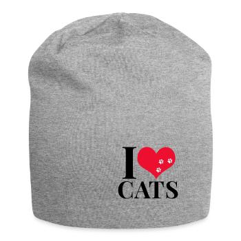 J'aime les chats - Bonnet en jersey - gris chiné - Devant
