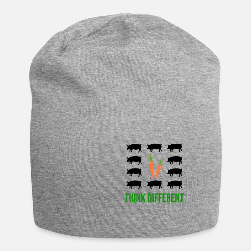 Think Different Vegan - Jersey-Beanie - Grau meliert