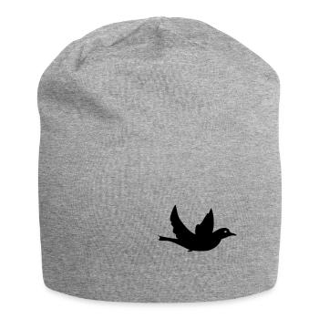 Oiseau Colombe de la paix Noir nuit plume ailes - Bonnet en jersey - gris chiné - Devant