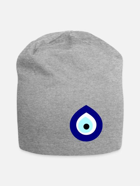 Nazar Boncuk - Blaues Auge - Jersey-Beanie - Grau meliert