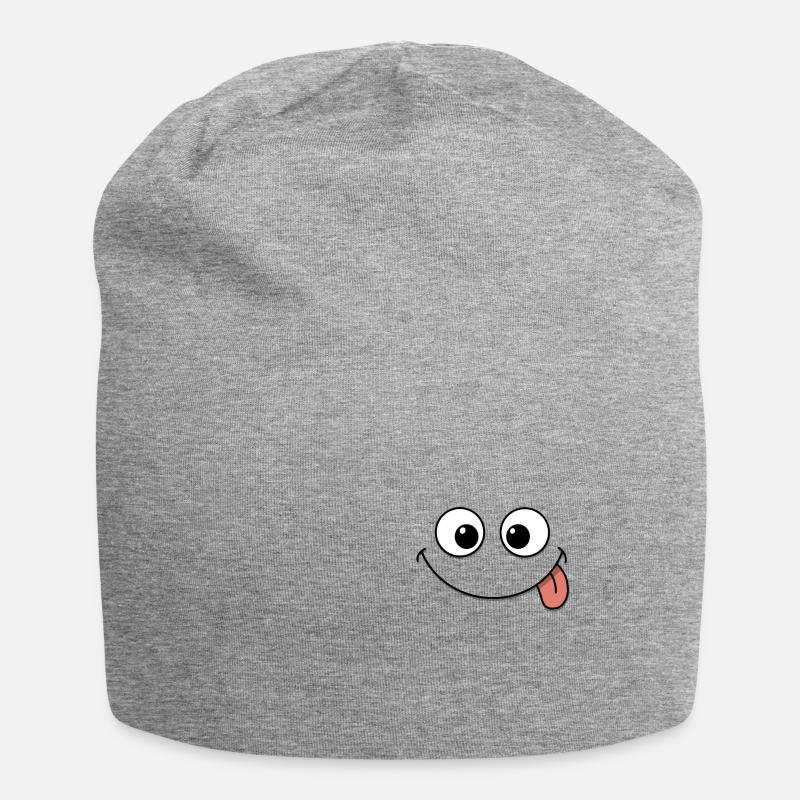 Lustiges Gesicht - Jersey-Beanie - Grau meliert