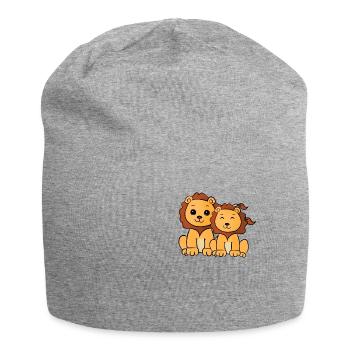 Löwenbrüder - dicke Freunde - Jersey-Beanie - Grau meliert - Vorne