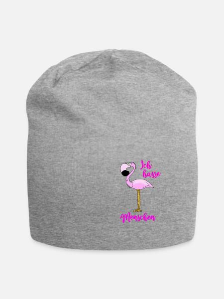 Ich hasse Menschen Flamingo - Jersey-Beanie - Grau meliert