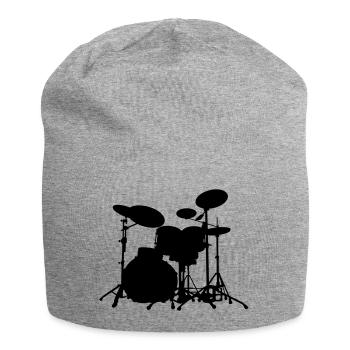 Schlagzeug - Drums - Jersey-Beanie - Grau meliert - Vorne