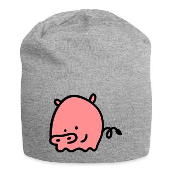 Schweinchen 2 - Jersey-Beanie - Grau meliert - Vorne