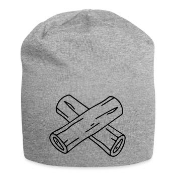 Achtung Vollpfosten - Jersey-Beanie - Grau meliert - Vorne