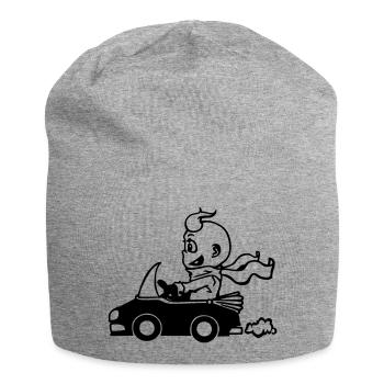 Der Cabrio-Fahrer - Jersey-Beanie - Grau meliert - Vorne