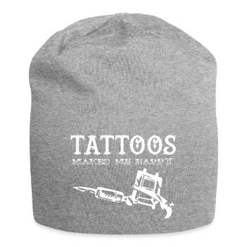 Tattoo / Tattoos: Tattoos Makes Me Happy - Jersey Beanie - heather grey - Front