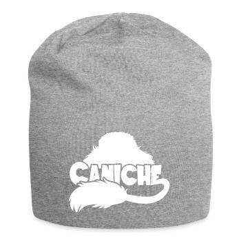 Abbildung Pudel - Weiß - Jersey-Beanie - Grau meliert - Vorne