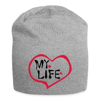 Heart my life - Jersey Beanie - heather grey - Front