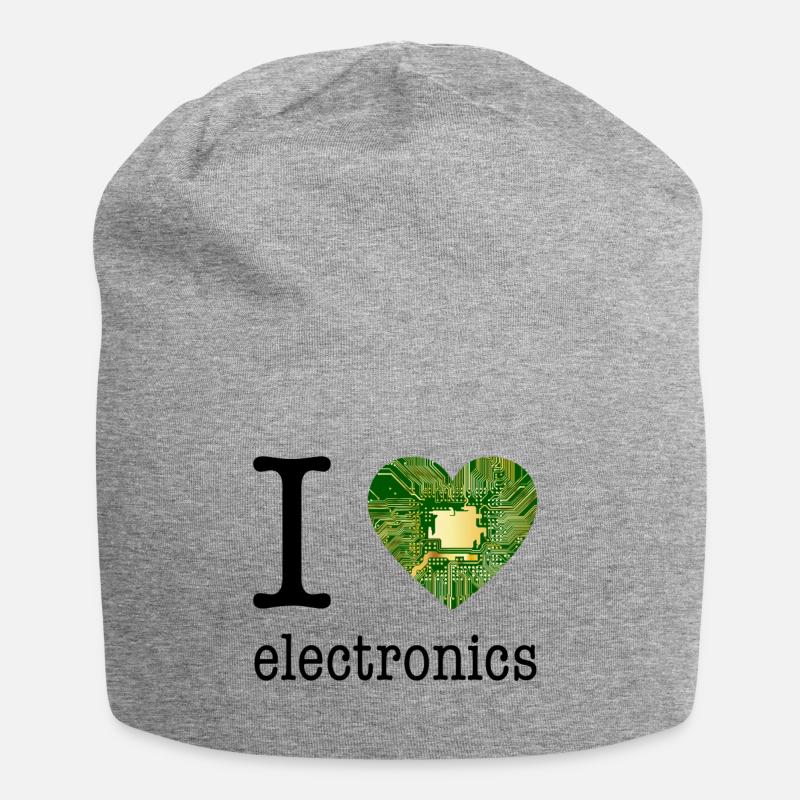 I love Electronics - electronics / gift idea - Jersey Beanie - heather grey