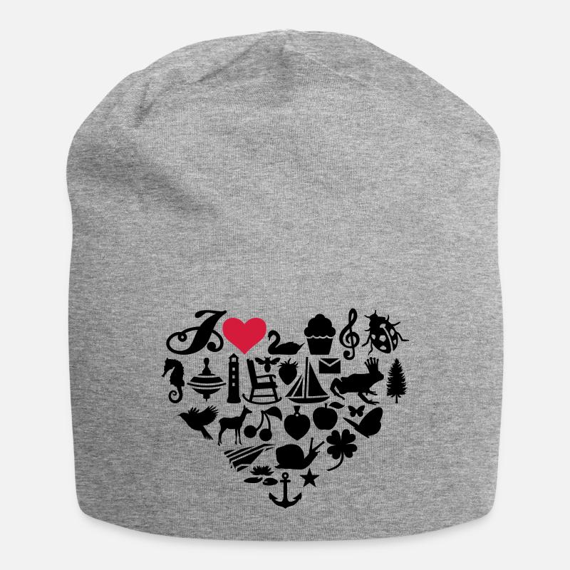 I love - Jersey-Beanie - Grau meliert