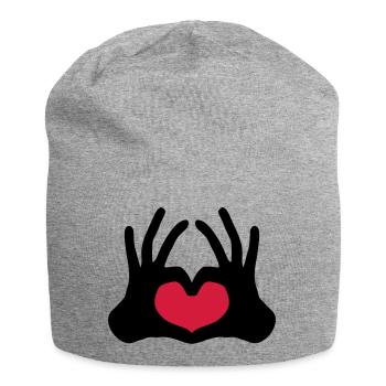 form umriss 2 haende paar team hand zeichen halbes - Jersey-Beanie - Grau meliert - Vorne
