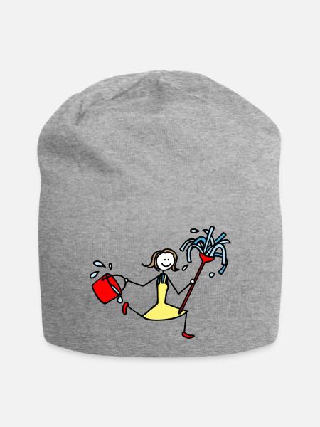Putzfrau - Jersey-Beanie - Grau meliert