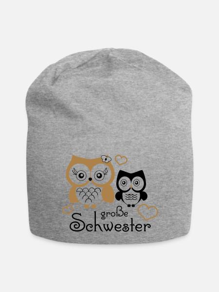 große Schwester - Jersey-Beanie - Grau meliert