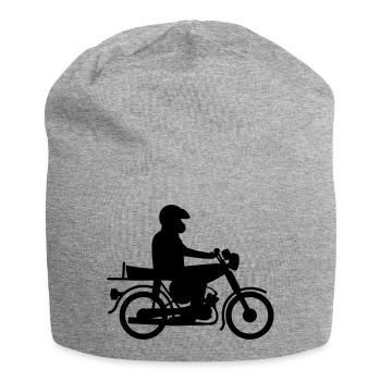 Simson mit Fahrer - Jersey-Beanie - Grau meliert - Vorne