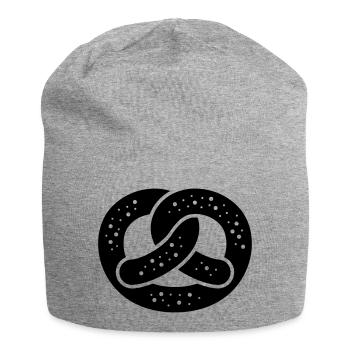 Salzbrezel / braun / einfärbbar - Jersey-Beanie - Grau meliert - Vorne