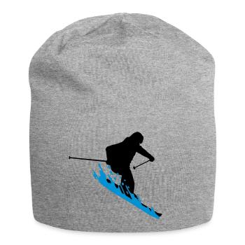 Skiing, skier - Jersey Beanie - heather grey - Front