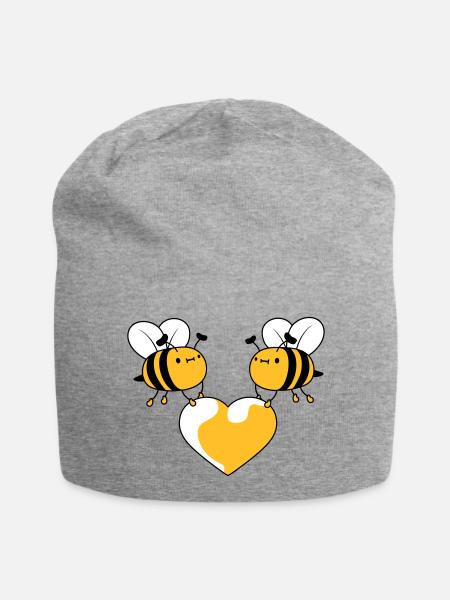 2 abeilles amoureuses - Bonnet en jersey - gris chiné