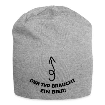 der_typ_braucht_ein_bier_001 - Jersey-Beanie - Grau meliert - Vorne
