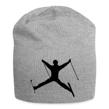 Skispringen Wintersport Schattenfigur - Jersey-Beanie - Grau meliert - Vorne