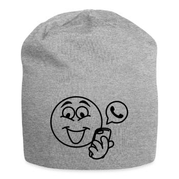 Stick head with a phone and pop-up text berich - Jersey Beanie - heather grey - Front