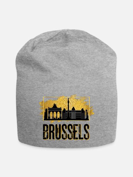 Brussels Brüssel Belgien Stadt Skyline Gold - Jersey-Beanie - Grau meliert