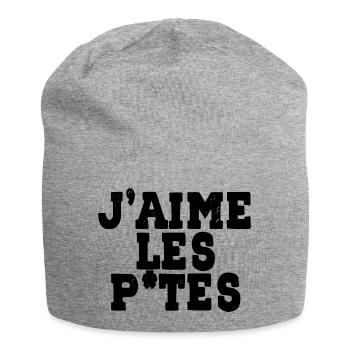 j'aime les p*tes - Bonnet en jersey - gris chiné - Devant