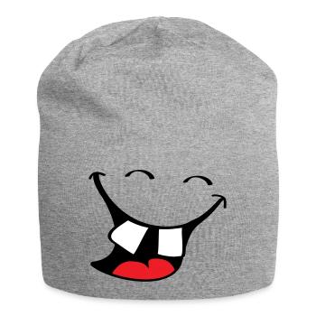 Big smile. Happy, smiling mouth, lips face. - Jersey Beanie - heather grey - Front