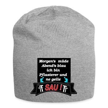 Morgens müde Abends Blau ich bin Plasterer - Jersey-Beanie - Grau meliert - Vorne