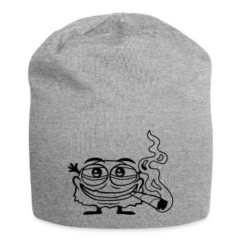 Hanf rauchendes lustiges Monster - Jersey-Beanie - Grau meliert - Vorne