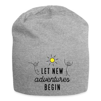 Abenteuer beziehungsweise Neuanfang - Jersey-Beanie - Grau meliert - Vorne
