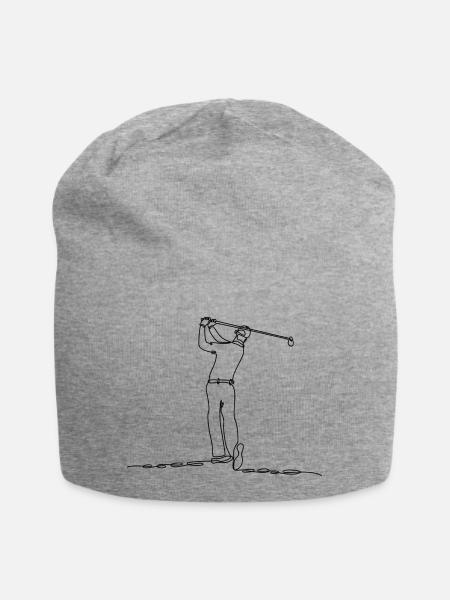 Golf Spieler Lineart schwarz - Jersey-Beanie - Grau meliert