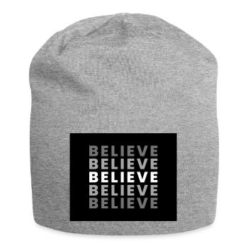 Black White and Grey Simple Believe Hoodie - Jersey-Beanie - Grau meliert - Vorne
