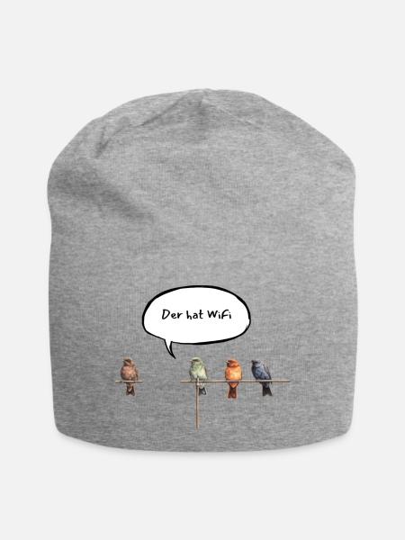 Der hat WiFi - Deutsch - Jersey-Beanie - Grau meliert