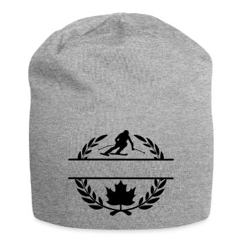 Canada maple leaf descent skier in laurel wreath - Jersey Beanie - heather grey - Front