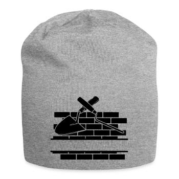 Fugennagel und Kelle mit Wand - Jersey-Beanie - Grau meliert - Vorne