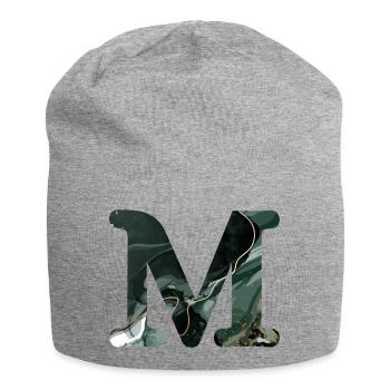 Lettre m marbré vert - Bonnet en jersey - gris chiné - Devant