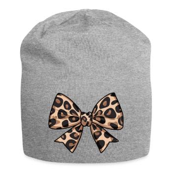 LARGE BOW WITH LEOPARD TREND - Jersey Beanie - heather grey - Front