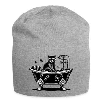 Cute raccoon in the bathtub - Jersey Beanie - heather grey - Front